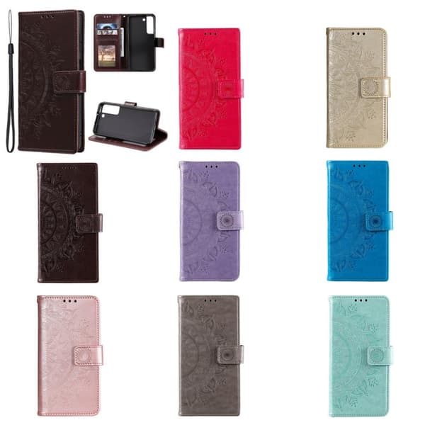SKALO Samsung S22+ Mandala Flip Cover - Mørkebrun