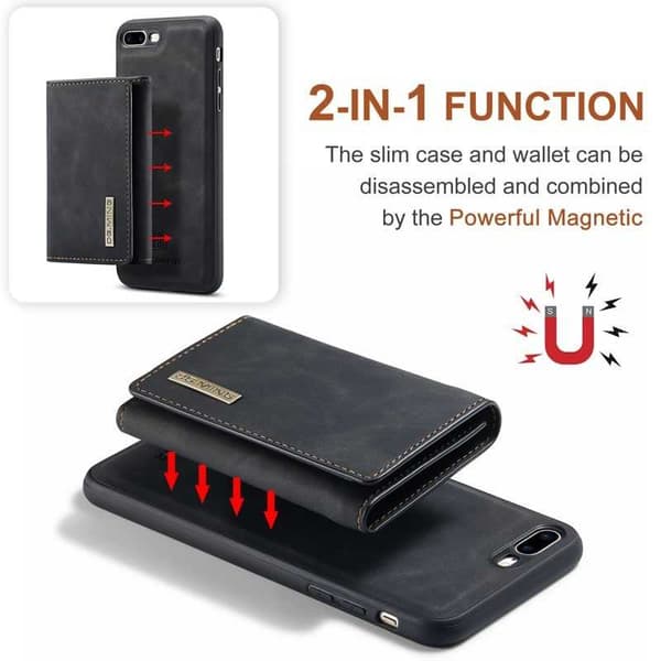 8-SLOT iPhone 7 Plus / 8 Plus stødsikkert cover med magnetisk kortholder DG.MING Afmonter