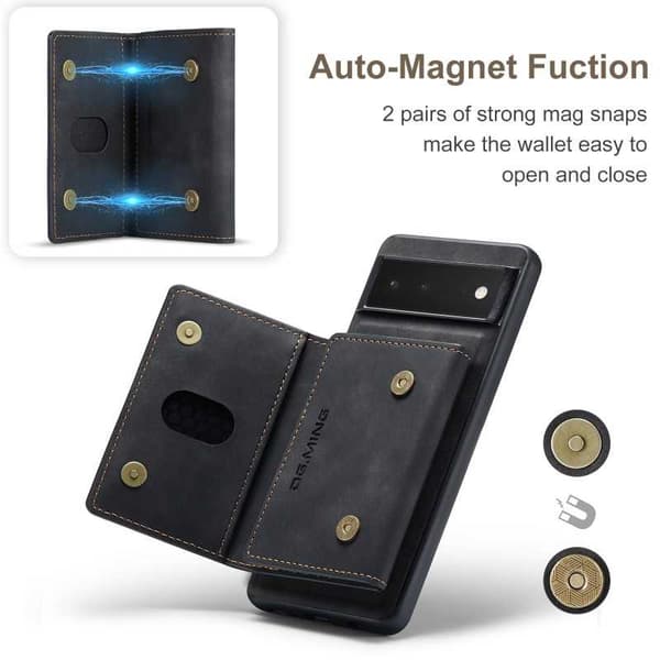 8-FACK Google Pixel 6 Stöttåligt Skal med Magnetisk Korthållare DG.MING Detach