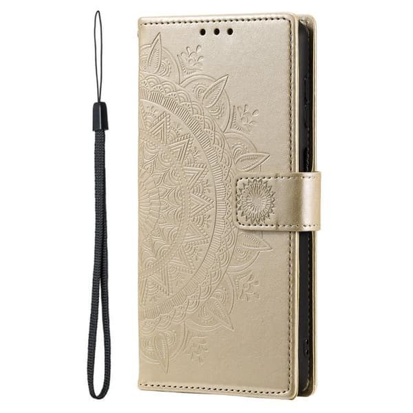 SKALO Samsung S22 Ultra Mandala Flip Cover - Guld