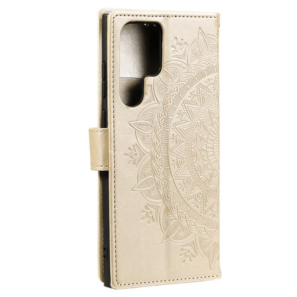 SKALO Samsung S22 Ultra Mandala Flip Cover - Guld