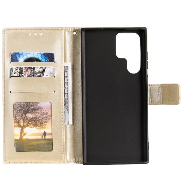 SKALO Samsung S22 Ultra Mandala Flip Cover - Guld