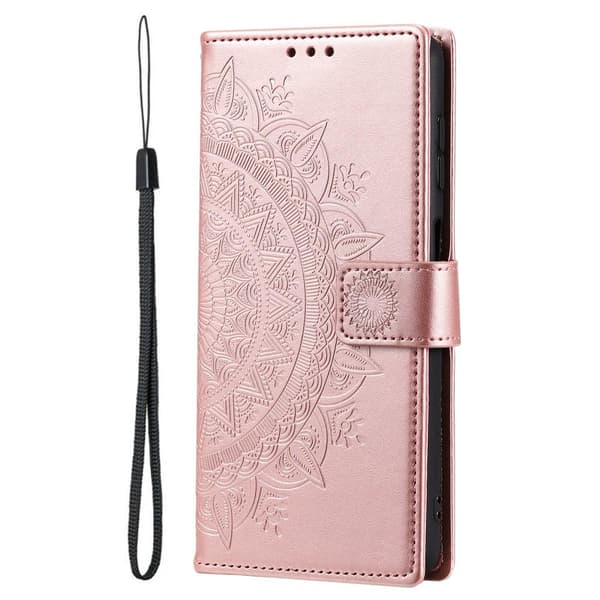SKALO Samsung S22 Ultra Mandala Flip Cover - Rosa guld