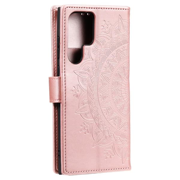 SKALO Samsung S22 Ultra Mandala Flip Cover - Rosa guld