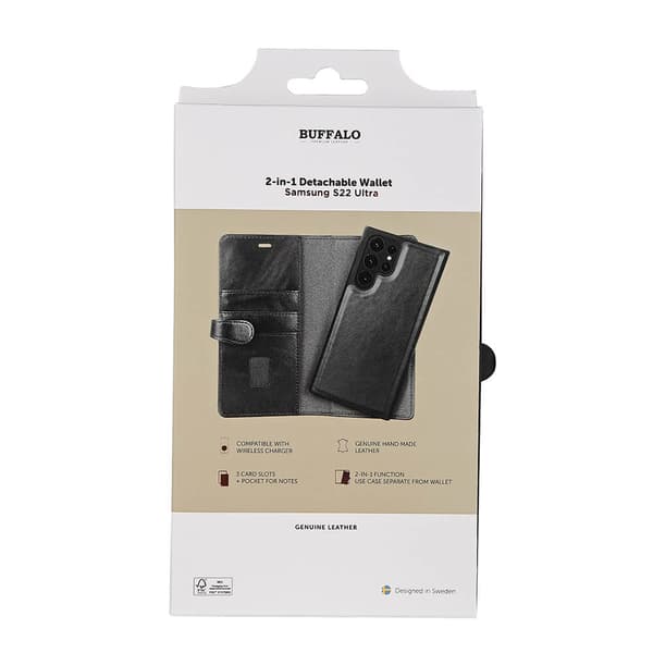 Wallet Læder Til 3 kort Samsung S22 Ultra Sort