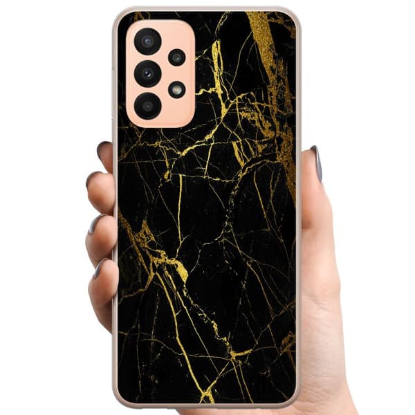 Samsung Galaxy A23 TPU Mobilskal Marble Black&Gold