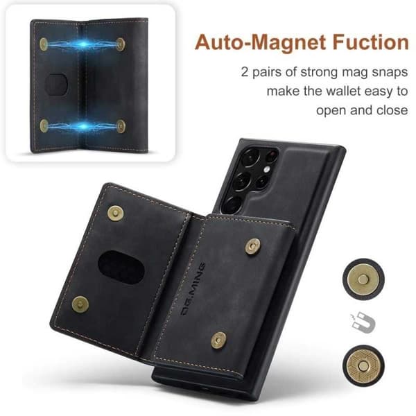 8-ROMS Samsung S22 Ultra Shockproof Cover med magnetisk kortholder DG.MING Afmonter
