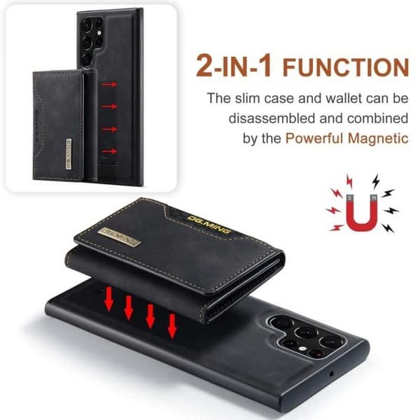 8-ROMS Samsung S22 Ultra Shockproof Cover med magnetisk kortholder DG.MING Afmonter