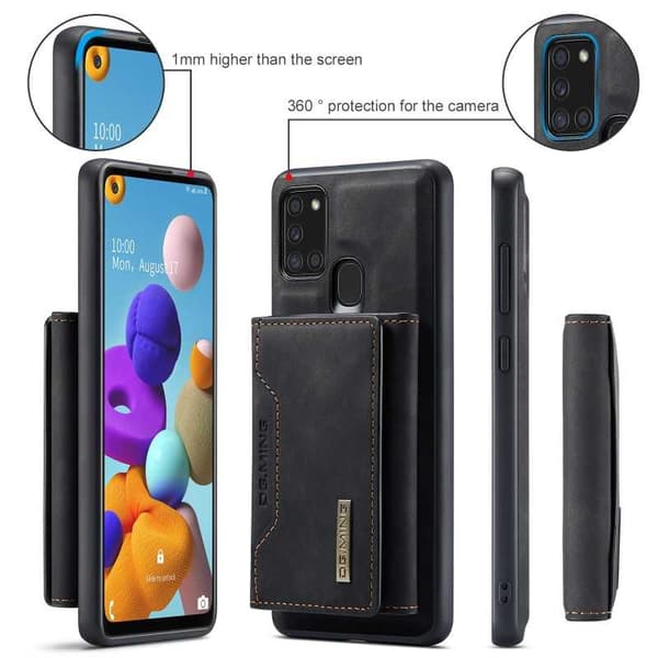 8-FACK Samsung A21s Stöttåligt Skal med Magnetisk Korthållare DG.MING Detach