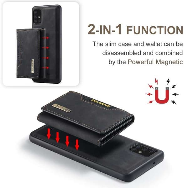 8-SLOTS Samsung A51 4G stødsikkert cover med magnetisk kortholder DG.MING Afmonter