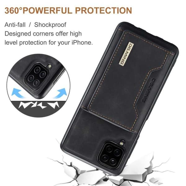 8-SLOTS Samsung A12 5G stødsikkert cover med magnetisk kortholder DG.MING Afmonter