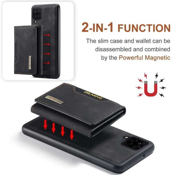 8-SLOTS Samsung A12 5G stødsikkert cover med magnetisk kortholder DG.MING Afmonter