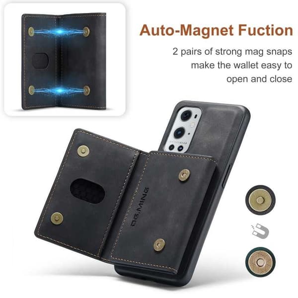 8-FACK Oneplus 9 Pro Stöttåligt Skal med Magnetisk Korthållare DG.MING Detach