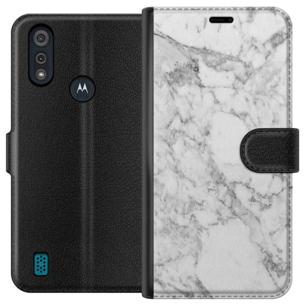 Motorola Moto E6i Tegnebogsetui Marmor Hvid