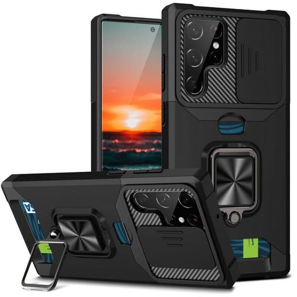 Skal Samsung Galaxy S22 -Multifunktionell Fodral -SVART