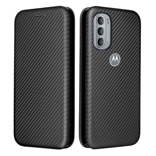 SKALO Moto G31 / G41 Carbon Fiber Pungetui - Sort