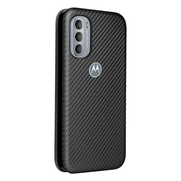 SKALO Moto G31 / G41 Carbon Fiber Pungetui - Sort