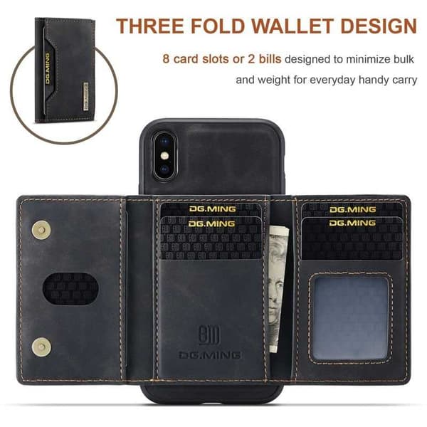 8-SLOT iPhone X / XS stødsikkert cover med magnetisk kortholder DG.MING Afmonter