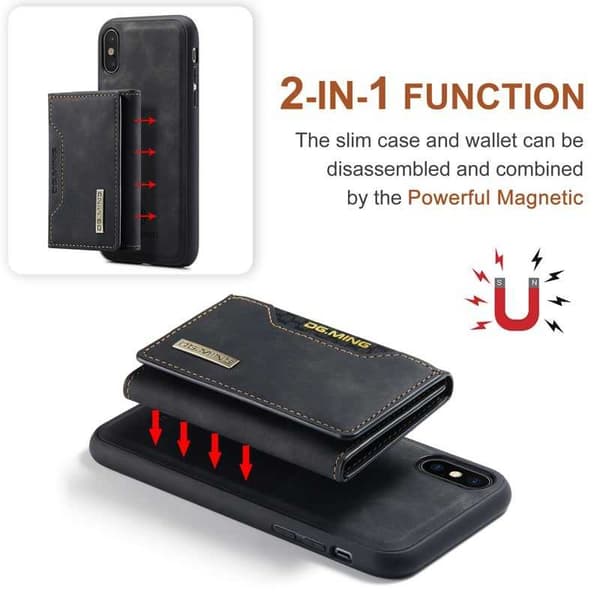 8-SLOT iPhone X / XS stødsikkert cover med magnetisk kortholder DG.MING Afmonter