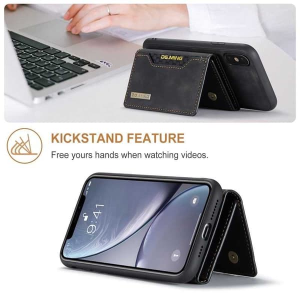 8-SLOT iPhone X / XS stødsikkert cover med magnetisk kortholder DG.MING Afmonter