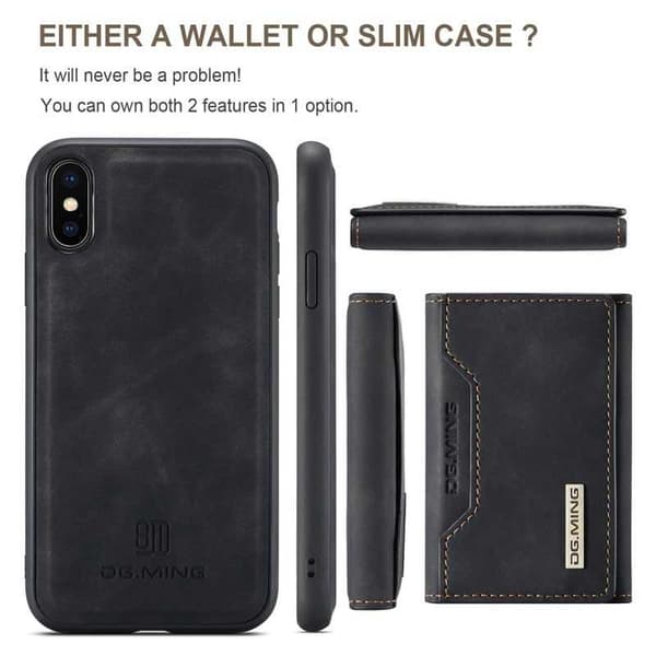 8-SLOT iPhone X / XS stødsikkert cover med magnetisk kortholder DG.MING Afmonter