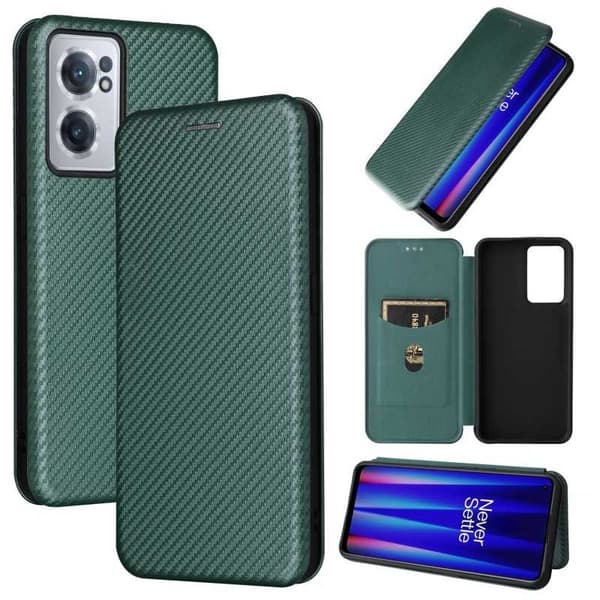 OnePlus Nord CE 2 5G Flipfodral Kortfack CarbonDreams Grön