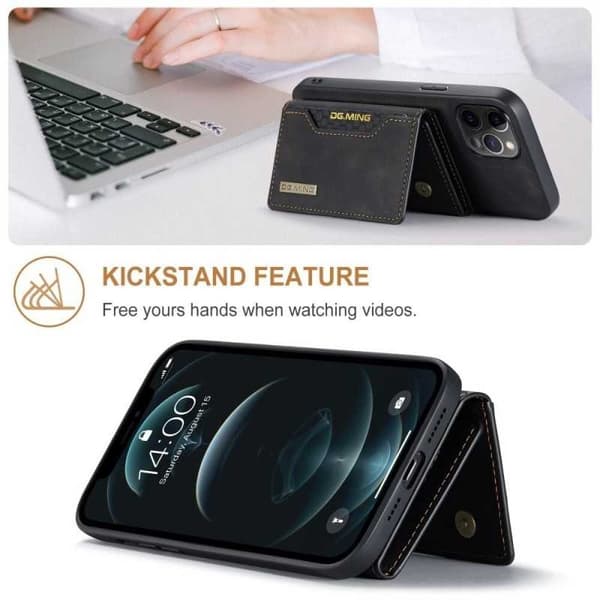 8-union iPhone 12/12 Pro Stat Resistant Shell med magnetisk kortholder DG.Ming løsne