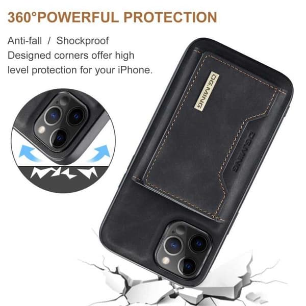 8-SLOT iPhone 13 Pro stødsikkert cover med magnetisk kortholder DG.MING Afmonter