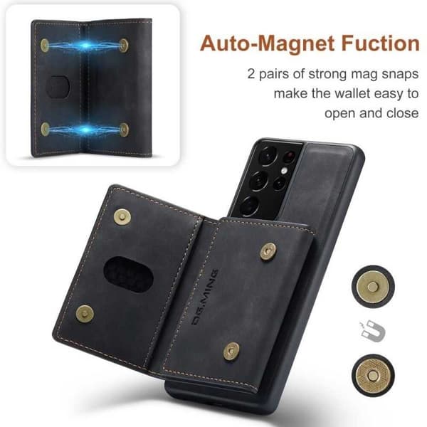 8-FACK Samsung S21 Ultra Stöttåligt Skal med Magnetisk Korthållare DG.MING Detach