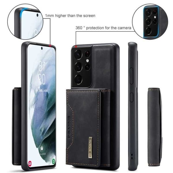 8-FACK Samsung S21 Ultra Stöttåligt Skal med Magnetisk Korthållare DG.MING Detach
