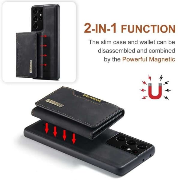 8-FACK Samsung S21 Ultra Stöttåligt Skal med Magnetisk Korthållare DG.MING Detach