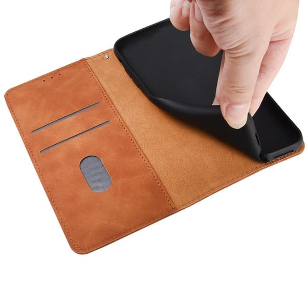 SKALO Moto G31 / G41 Matt PU Nahka lompakkokotelo - Ruskea