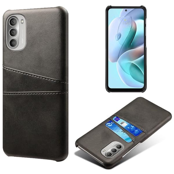 SKALO Moto G51 PU-læder Kortholder Cover - Sort