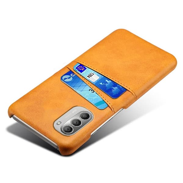 SKALO Moto G51 PU-læder Kortholder Cover - Lys brun