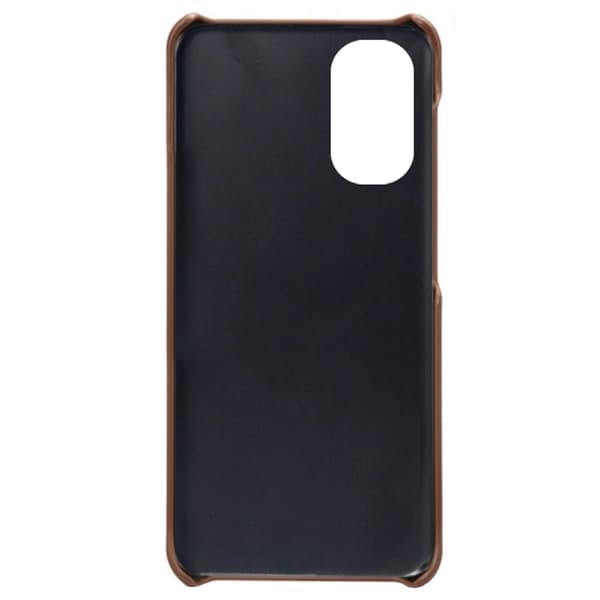 SKALO Moto G51 PU-Läder Korthållare Skal - Mörkbrun