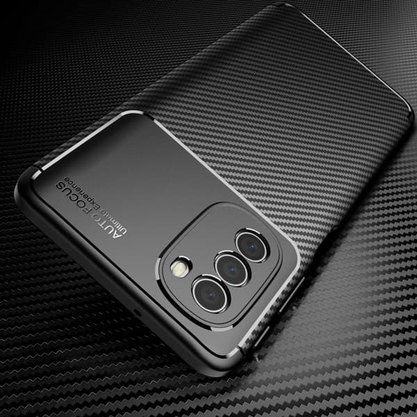 SKALO Moto G51 Carbon Fiber TPU-skal - Blå