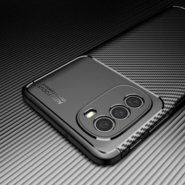 SKALO Moto G51 Carbon Fiber TPU-skal - Blå