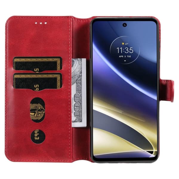 SKALO Moto G51 Classic Lompakkokotelo - Punainen