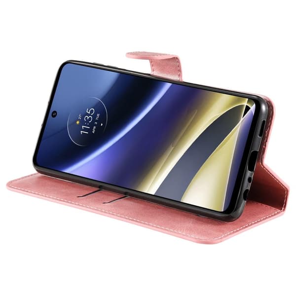 SKALO Moto G51 Classic Lompakkokotelo - Ruusukulta