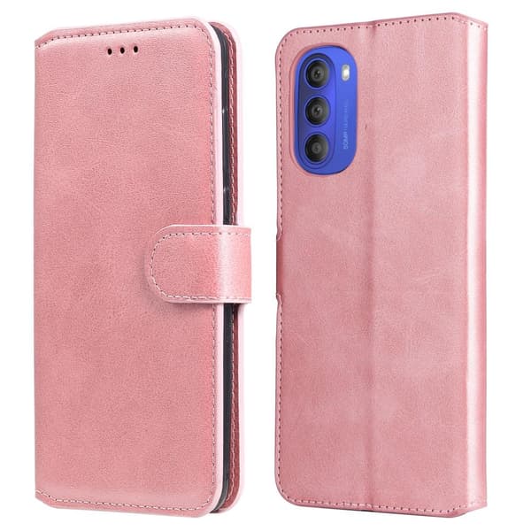 SKALO Moto G51 Classic Lompakkokotelo - Ruusukulta