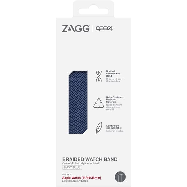 Gear4 Apple Watch 38/40/41/42mm Armband Braided Watch Band Large Navy Blue
