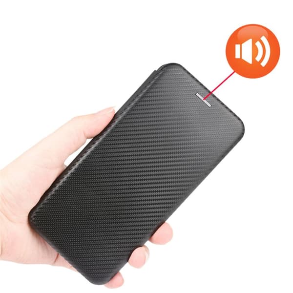 SKALO Moto G51 Carbon Fiber Lompakkokotelo - Musta