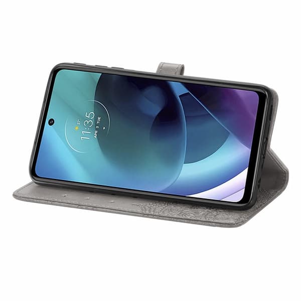 SKALO Moto G51 Mandala Plånboksfodral - Grå