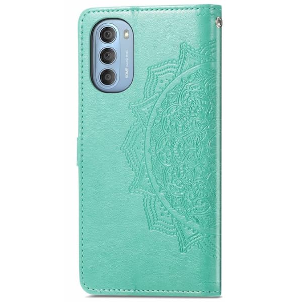 SKALO Moto G51 Mandala lompakkokotelo - Turkoosi