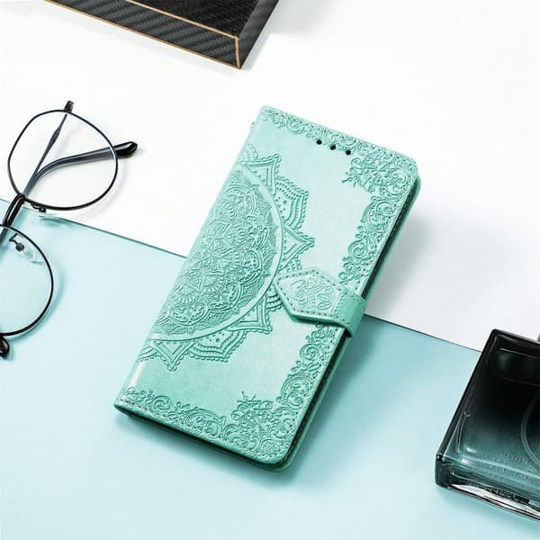 SKALO Moto G51 Mandala lompakkokotelo - Turkoosi