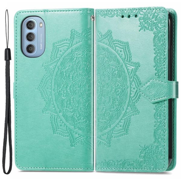 SKALO Moto G51 Mandala lompakkokotelo - Turkoosi