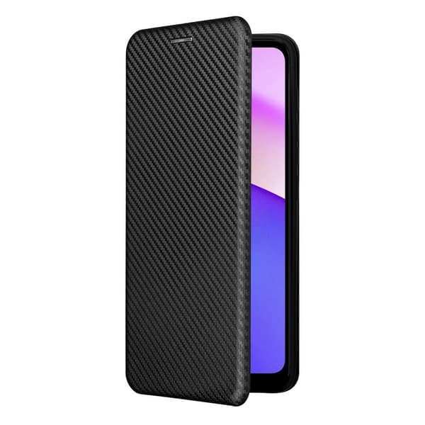 SKALO Moto E30 / E40 Carbon Fiber Plånboksfodral - Svart