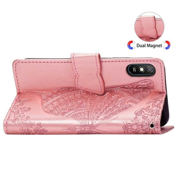 Xiaomi Redmi 9A Plånboksfodral PU-Läder 4-FACK Motiv Fjäril