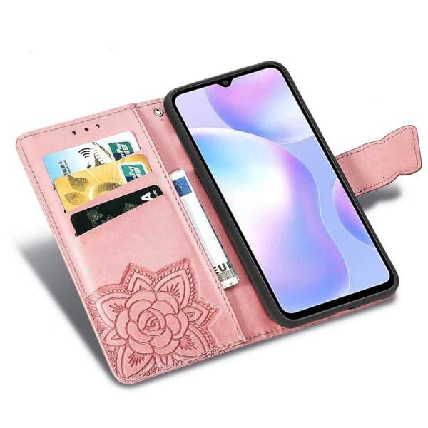 Xiaomi Redmi 9A Plånboksfodral PU-Läder 4-FACK Motiv Fjäril