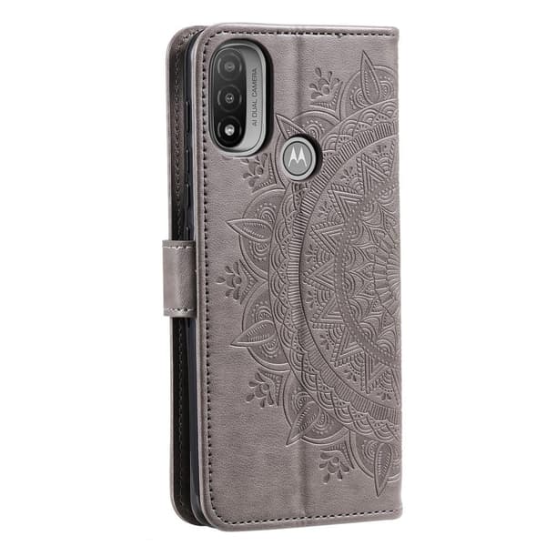 SKALO Moto E20/E30/E40 Mandala lompakkokotelo - Harmaa